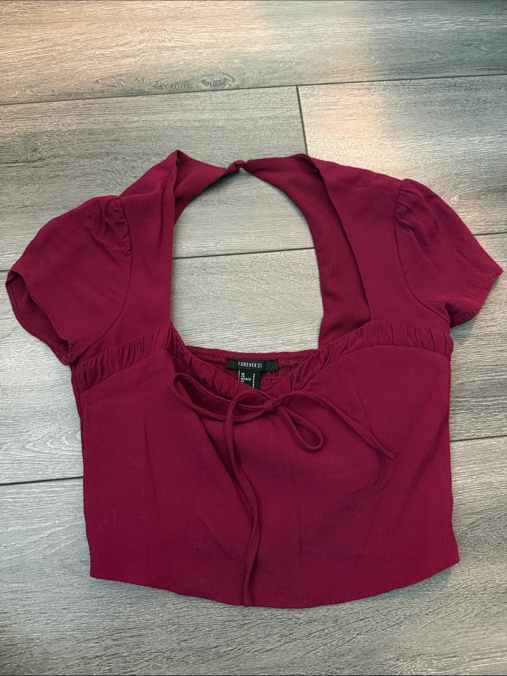 Forever 21 Wine Red Tie-Front Cropped Top